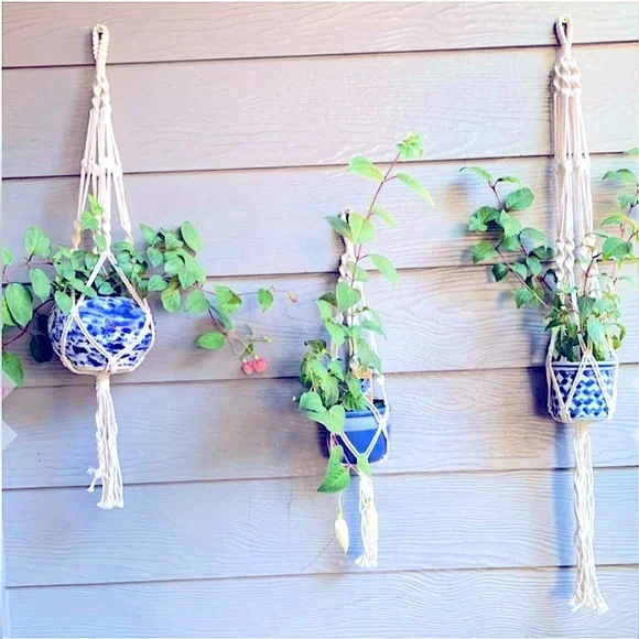 🆕3pc Modern BÖHÖ Macramé Plant Hangers Uniquely Hand Crafted [Indoors/Outdoors]
